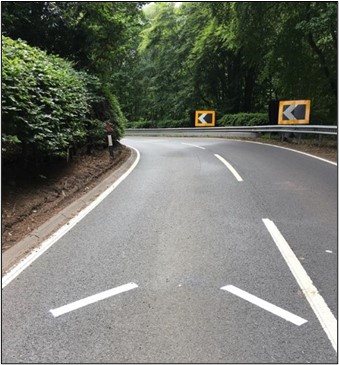 White road markings to guide motorcyclists
